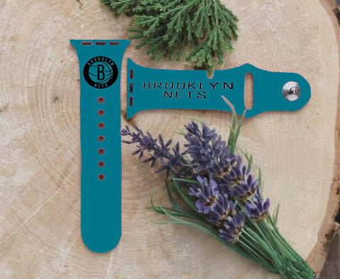 Brooklyn Nets Logo NBA Sport Silicone Compatible with Apple Watch Bands