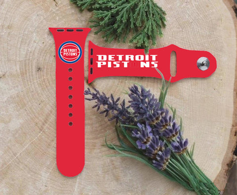 Detroit Pistons Logo NBA Sport Silicone Compatible with Apple Watch Bands