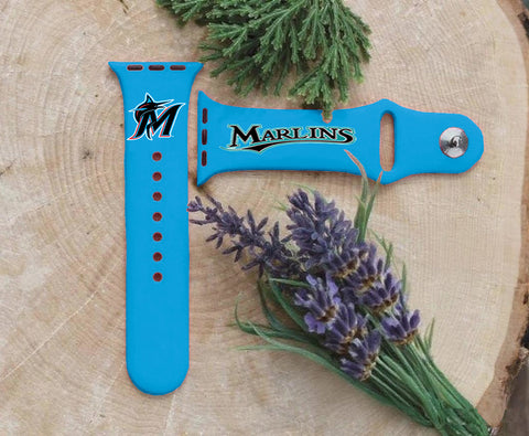 Miami Marlins Logo MLB Sport Silicone Compatible with Apple Watch Bands