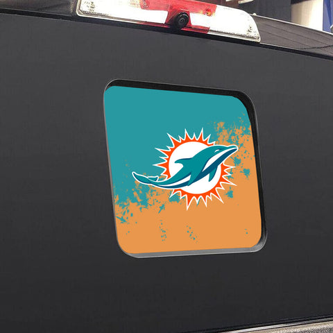 Miami Dolphins NFL Rear Back Middle Window Vinyl Decal Stickers Fits Dodge Ram GMC Chevy Tacoma Ford