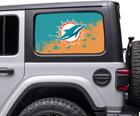 Miami Dolphins NFL Rear Side Quarter Window Vinyl Decal Stickers Fits Jeep Wrangler