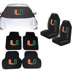 Miami (FL) Hurricanes NCAA Car Front Windshield Cover Seat Cover Floor Mats